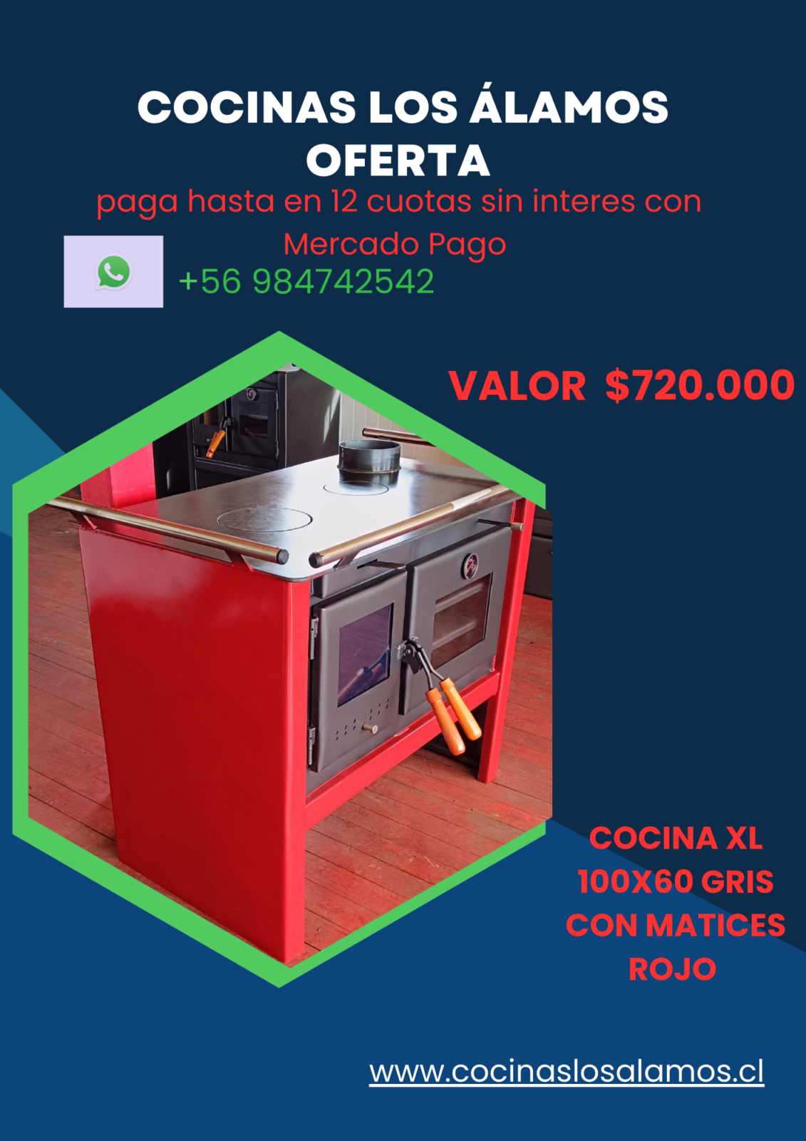 cocina xl gris/rojo